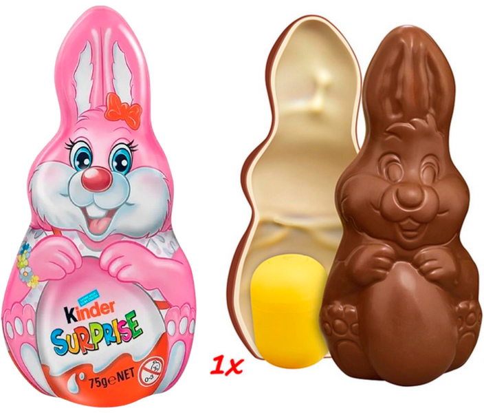 Пасхальний шоколадний кролик Kinder Surprise Pink Easter Bunny 75г 4314 фото