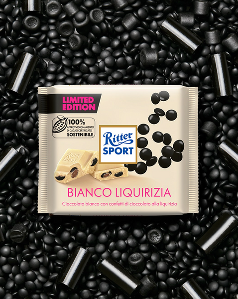 Белый шоколад Ritter Sport Bianco Liquirizia Limited Edition 100г 8103 фото
