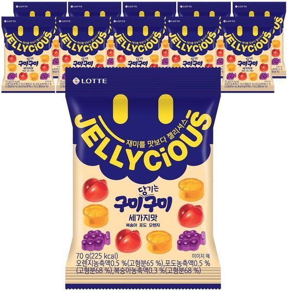 Жевательные конфеты Lotte Jellycious Gummy Fruit Jelly 70г 7966 фото