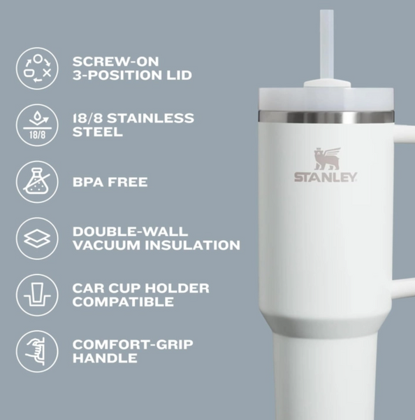 Термочашка Stanley Quencher H2.0 FlowState Vacuum Insulated Stainless Steel Tumbler Hydrangea Гортензия 1180мл 8643 фото