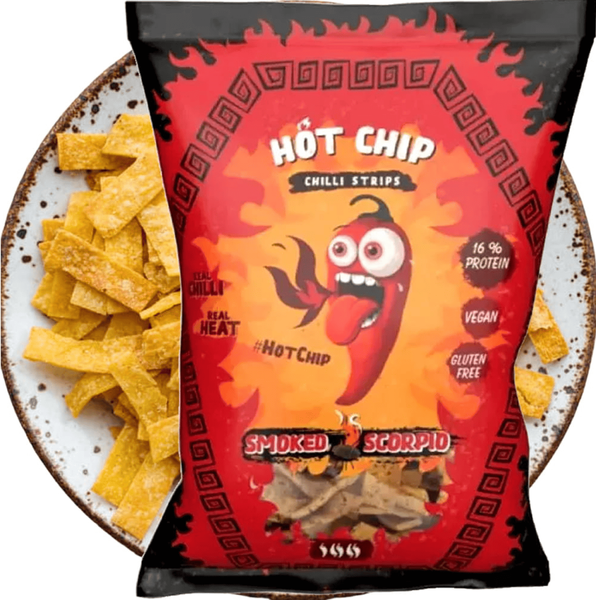 Экстра острые&nbsp;сухарики Hot Chip Chilli Strips Smoked Scorpio 80г 9512 фото