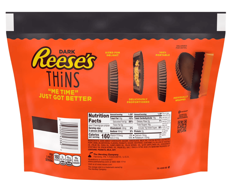 Шоколадні цукерки Reese's Thins Dark Chocolate Peanut Butter Cups 341г 11513 фото