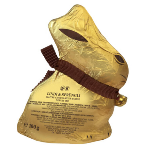 Шоколадний кролик Lindt Dark Chocolate Gold Bunny 100г 8446 фото