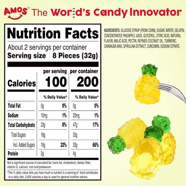 Желейні цукерки Amos 4D Fruit Gummy Pineapple Burst 170г 9949 фото