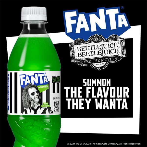 Газированый напиток Fanta Beetlejuice Apple Limited Edition Zero Sugar Afterlife 500мл 7479 фото