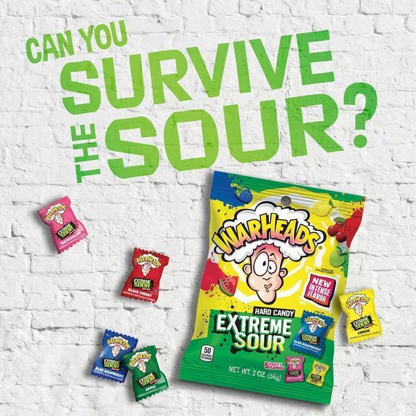 Льодяники Warheads Extreme Sour Hard Candy Assorted Flavors 56г 10845 фото