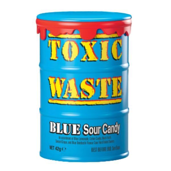 Кислые леденцы Toxic Waste Blue Sour Candy Drum 42г 8301 фото