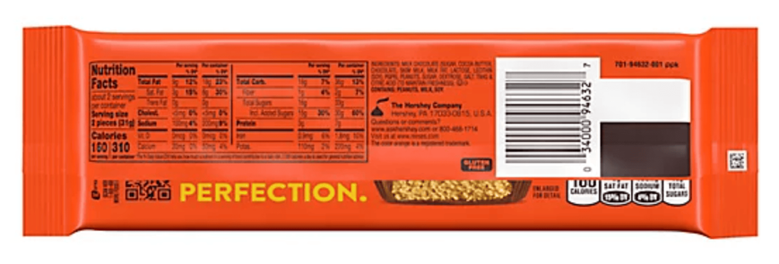 Шоколадні цукерки Reese's Milk Chocolate Snack Size Peanut Butter Cups 4шт, 62г 11514 фото