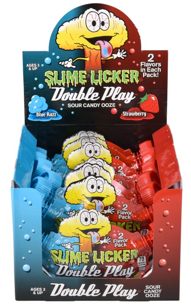 Кислая жидкая конфета Toxic Waste Slime Licker Double Play Sour Candy Blue Razz Strawberry 40г 8302 фото