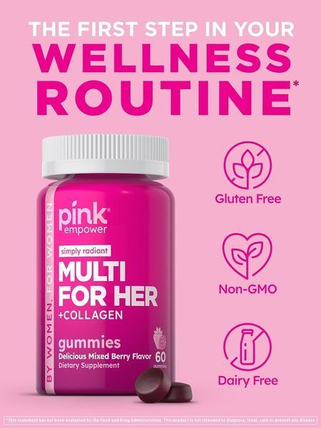 Витамины для женщин Nature's Truth Pink Simply Radiant Multi for Her Collagen Gummies 60шт 10693 фото