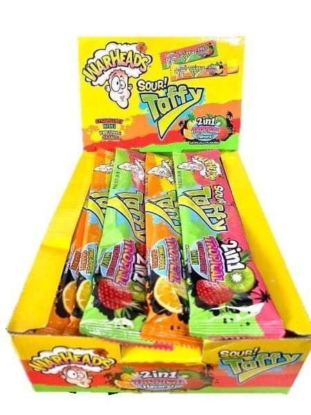 Жувальна цукерка WarHeads Sour Taffy Bar Tropical 2в1 Strawberry Kiwi 42г 6784 фото