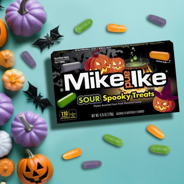 Жувальні цукерки Mike And Ike Sour Spooky Treats Halloween 120 г 7346 фото