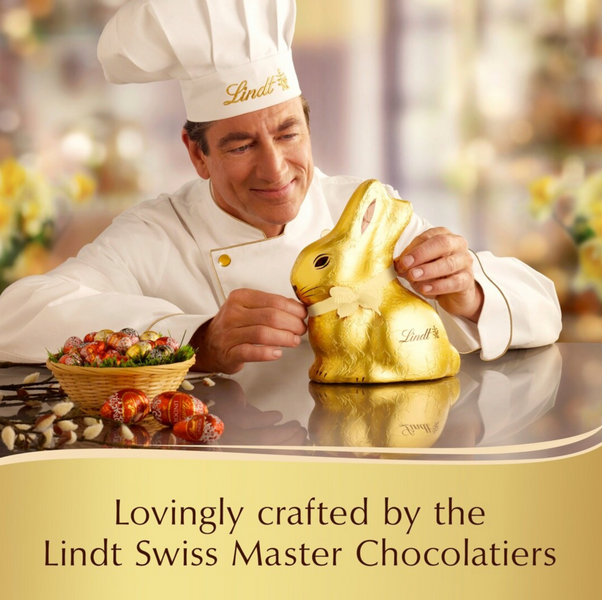 Шоколадный кролик Lindt White Chocolate Gold Bunny 100г 8447 фото