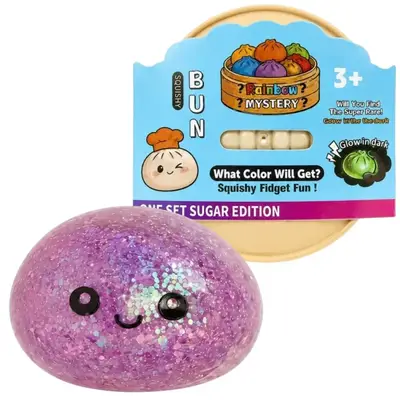 Іграшка-антистрес сквіш Dumpling Squishy Bun Пельмень у пароварці з глітером та орбізом Світиться в темряві 5см, 1шт (11461) фото 1