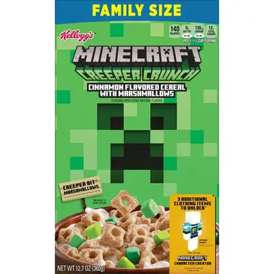Хлопья Kellogg's Minecraft Creeper Crunch Cinnamon with Marshmallows 360g (2425) фото 1