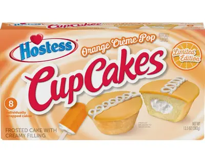 Кекси Hostess Limited Edition Orange Creme Pop Artificially Flavored CupCakes Creamy Filling 8шт, 383г (8743) фото 1
