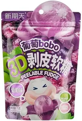 Китайські жувальні цукерки 3D Fruit Shaped Gummies Bobo Peelable Fudge Виноград 75г (8666) фото 1