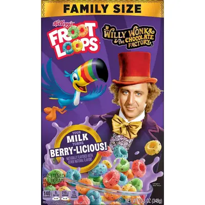 Сухий сніданок Kellogg's Froot Loops Berry-licious Willy Wonka Cereal 348g (4120) фото 1