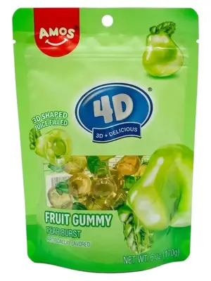 Желейные конфеты Amos 4D Fruit Gummy Pear Burst 170г (11213) фото 1