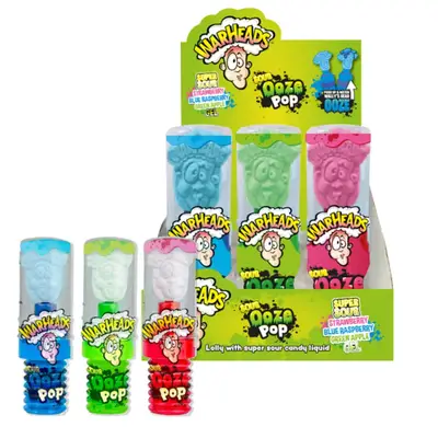 Леденец Warheads Sour Ooze Pop со вкусом фруктов с жидкой кислой начинкой 40г (BBD 01/2026) (7223) фото 1