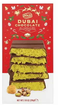 Рождественский шоколад Bolci Dubai Chocolate Milk Kadayif Pistachio 200г (10058) фото 1
