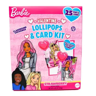 Льодяники на паличці Barbie Valentine Lollipop and Card Kit 25шт, 125г (10286) фото 1