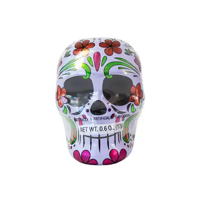 Металический череп с конфетами Halloween Skull Tin with Smarties 17g (белый) (3983) фото 1