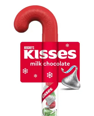 Тростина з шоколадними цукерками Hershey's Kisses Milk Chocolate Christmas Candy 63г (9933) фото 1