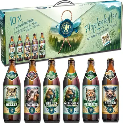 Пивний подарунковий набір Hopfenkoffer Aus Dem Bayerischen Wald 10шт x 0.5л (9797) фото 1
