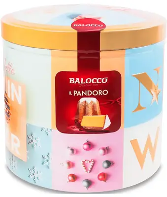 Рождественский кекс Пандоро Pandoro Balocco in latta в коллекционном железном ящике 750 г. (7792) фото 1