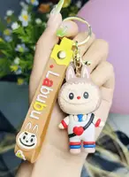 Серый силиконовый брелок Лабубу Cute Love Backpack Labubu Silicone Keychain 6.9 см, 1шт