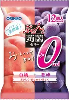 Японская конфета жидкое желе Orihiro Konjac Jelly Pouch White Peach Grape 12шт