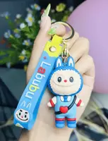 Голубой силиконовый брелок Лабубу Cute Love Backpack Labubu Silicone Keychain 6.9см, 1шт