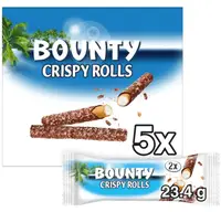 Вафельные трубочки Bounty Milk Chocolate & Coconut Crispy Rolls 117г