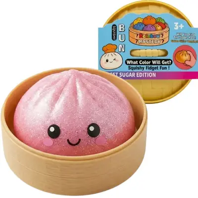 Игрушка-антистресс сквиш Dumpling Squishy Bun Пельмень в пароварке с глитером 9см, 1шт (11020) фото 1