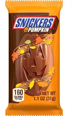 Шоколадный батончик Snickers Pumpkins Shaped Chocolate Candy Bar 31г (9480) фото 1