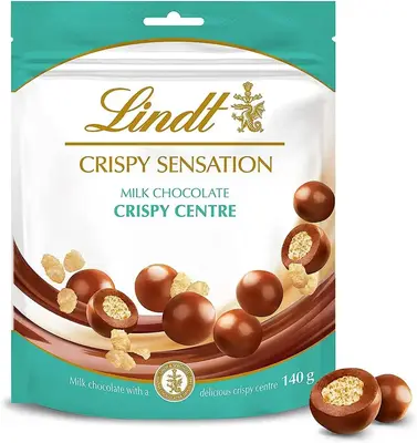 Шоколадні кульки Lindt CRISPY SENSATION Milk Chocolate Crispy Centre Pouch 140г (6116) фото 1