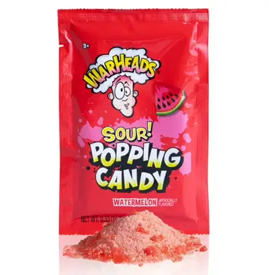Кислі шипучі цукерки Warheads Sour Popping Candy зі смаком кавуна 9г (7877) фото 1