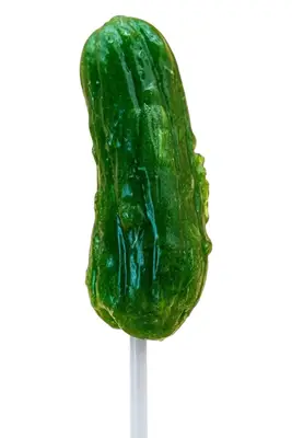 Льодяник на паличці Sour Pickle Lollipops Tangy Dill Hard Candy Pops 1шт (11079) фото 1