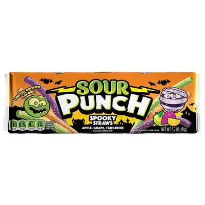Кислі жувальні цукерки Sour Punch Halloween Spooky Straws 90 г (7303) фото 1