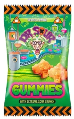 Кислые желейные конфеты Dr. Sour Gummies со вкусом персика 200г (7405) фото 1