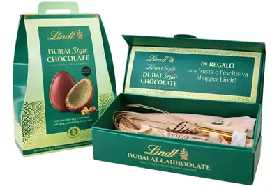 Шоколадное яйцо Lindt Dubai Style Milk Chocolate Egg + венчик и шопер в подарок 580г (10782) фото 1