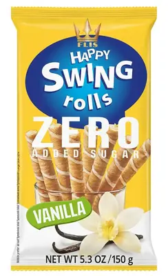 Вафельні трубочки Flis Happy Swing Wafer Rolls Vanilla Zero Added Sugar 150г (11642) фото 1