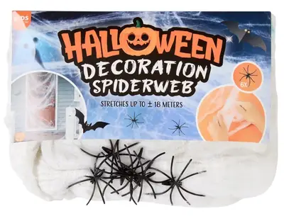 Декоративна павутина Kids Kingdom Halloween Decoration Spiderweb з чорними павуками (11844) фото 1