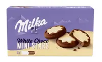 Шоколадное печенье Milka White Choco Mini Stars 150г