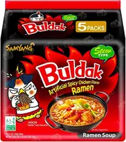 Лапша быстрого приготовления Samyang Buldak Artificial Spicy Chicken Flavor Ramen со вкусом острой курицы 5x145 г.