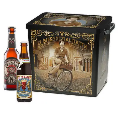 Пивний подарунковий набір Kalea Vintage-Bierbox aus Metall mit 12 Bierspezialitäten (5918) фото 1