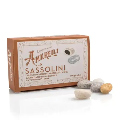 Лакричная Пастила Amarelli Sassolini Box with anise 100g (4127) фото 1