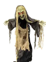 Декорація для Хелловіну Відьма Halloween Green Witch з червоними очима і звуком 1шт