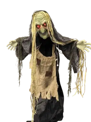Декорація для Хелловіну Відьма Halloween Green Witch з червоними очима і звуком 1шт (9499) фото 1